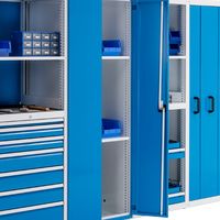 Modular shelving system hinged doors