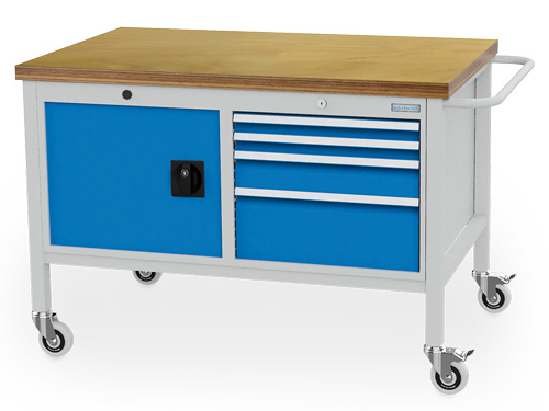 Mobile Werkbank Tiefe 736 mm, R 18-24, 4 x Schublade, 1 x Flügeltüre Mobile Werkbank Tiefe 736 mm, R 18-24, 4 x Schublade, 1 x Flügeltüre