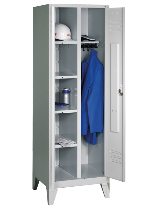 Wäsche-Garderobenschrank mit 150 mm hohe Füße, Abteilbreite in mm: 300 Maße in mm (BxTxH): 610 x 500 x 1850 Wäsche-Garderobenschrank mit 150 mm hohe Füße, Abteilbreite in mm: 300 Maße in mm (BxTxH): 610 x 500 x 1850