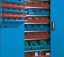 Open fronted storage bin cabinets